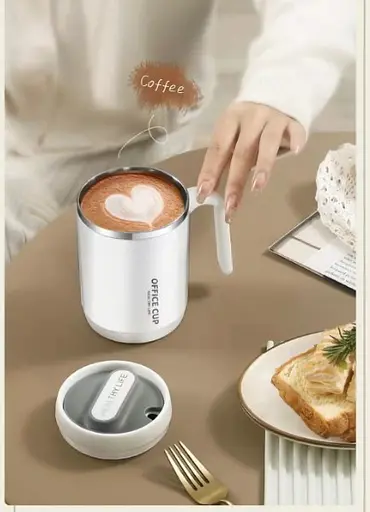 Кружка office cup 500 мл для кофе чая с вакуумной изоляцией нержавеющая сталь 304/PP white - фото 7