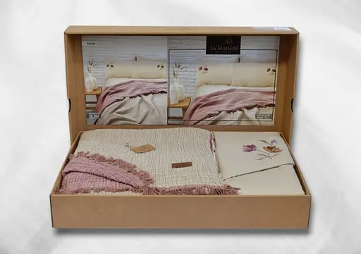 Літня постільна білизна з мусліновим покривалом-піке Selin Bej Gul La Maison pbe0051394 - фото 1