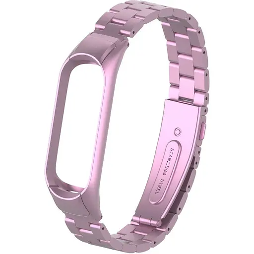 Ремінець для фітнес-браслета Boorui для Xiaomi Mi Band 3 і 4 металевий рожевий