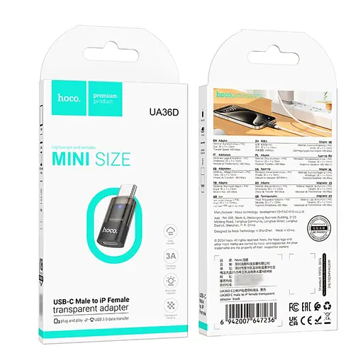 Адаптер перехідник Hoco UA36D Type-C to Lightning чорний - фото 6