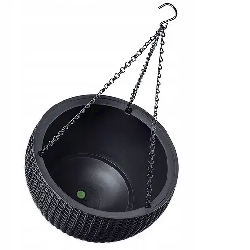 Горщик для рослин Keter Rattan Hanging Sphere з ланцюжками підвісний антрацит 8.6 л - фото 2