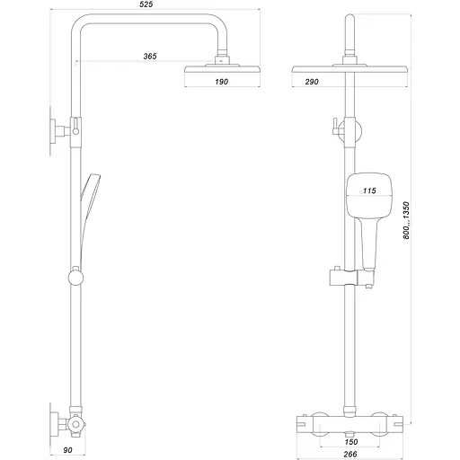 Душова система Globus Lux Termostatic R GLA-0040T-BB, Чорний матовий - фото 6