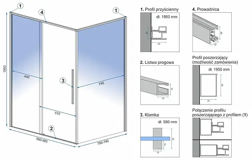 Душова кабіна Rea Solar 80x100 black REA-K6310, Чорний матовий, Універсальна, прозорий - фото 4