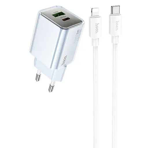 СЗУ Hoco N46 Glorious PD20W+QC3.0 (1USB-A/1C) + кабель Type-C to Lightning
