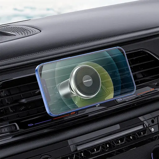 Автотримач Borofone BH47 Cool move air outlet magnetic (extended version) Black / Silver - фото 7