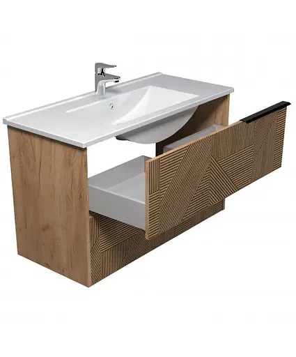 Тумба Мойдодир Cubic 100-A з умивальником Su-100 дуб обпалений - фото 2