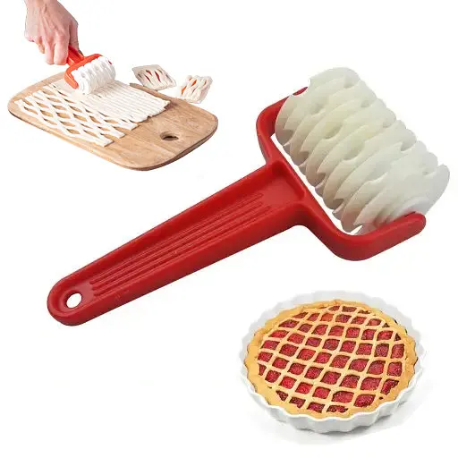 Качалка накатка ніж ролик різак кондитерський для нарізання тіста сіткою, Kitchette 83078 - фото 2