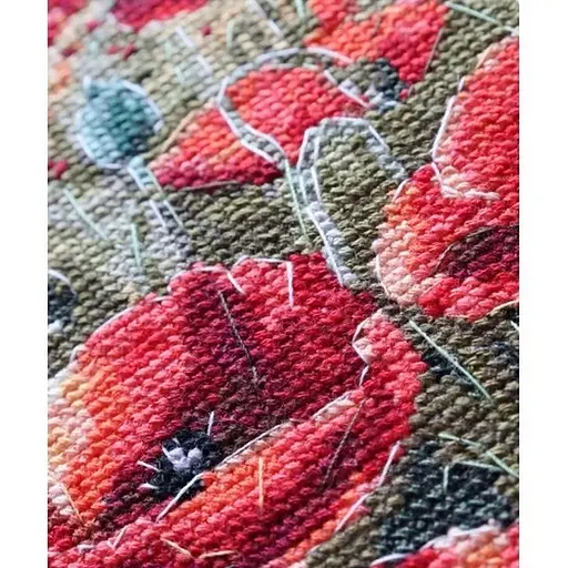 Набор для вышивки крестиком "Маки на закате" AH-221 с пяльцами. - фото 3