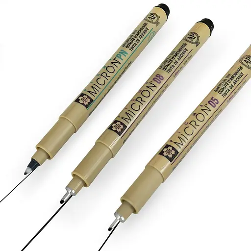 Набір лінерів Pigma Micron 2 шт (0.5/0.8) +1 ручка Micron PN в подарунок Чорний Sakura - фото 6