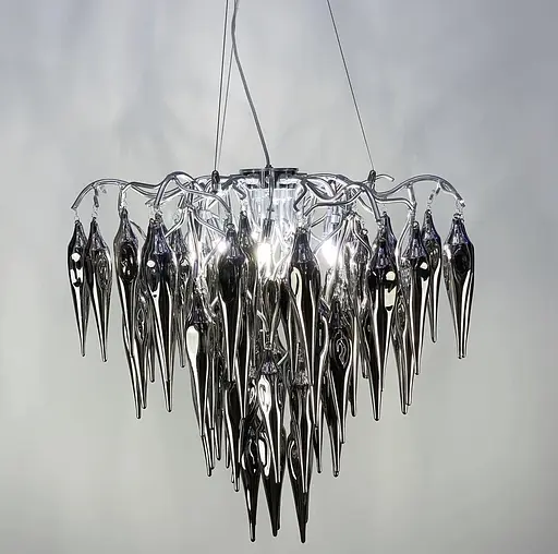 Люстра с подвесными объемными стеклянными элементами дымчатого цвета Line.F Y 03 CH+GR - фото 2