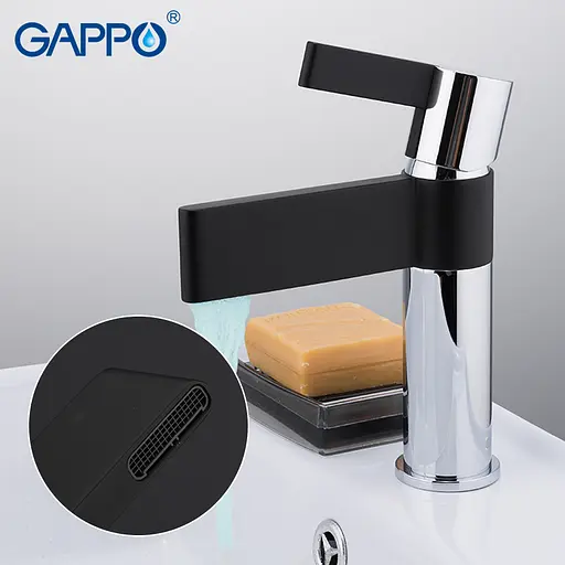 G1081 Змішувач для умивальника гайка чорний/хром Ø35 Gappo Atlantic 1/8 Чорний матовий - фото 2