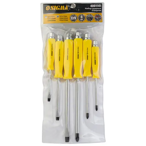 Набор отверток ударных Sigma под ключ 6шт CrV 4001141 - фото 6