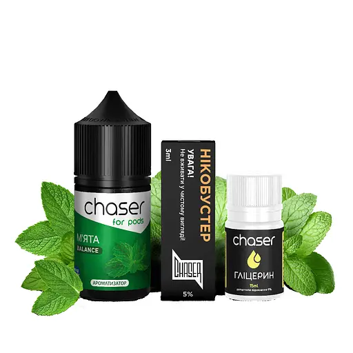 Набор компонентов для самозамеса солевой заправки CHASER For Pods BALANCE NEW 30 мл Мята, 0-50 мг (15626)