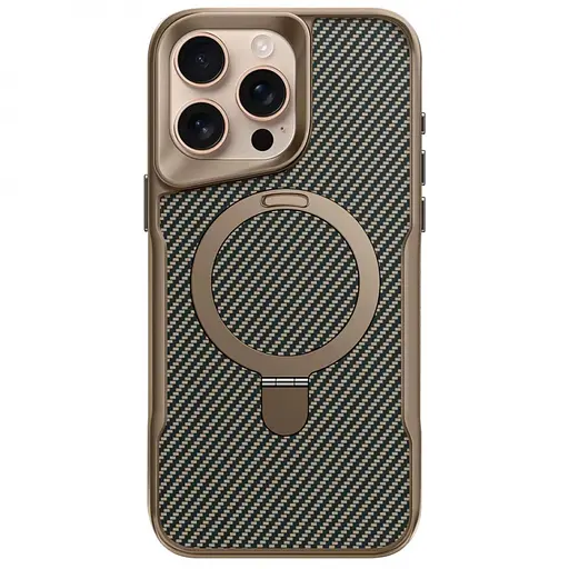 Чохол Epik TPU+PC Metal Buttons with MagSafe Carbon Ring для Apple iPhone 16 Pro 6.3 Золотий