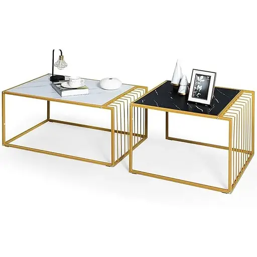 Комплект журнальных столов Costway Scorpion из искусственного мрамора - фото 5