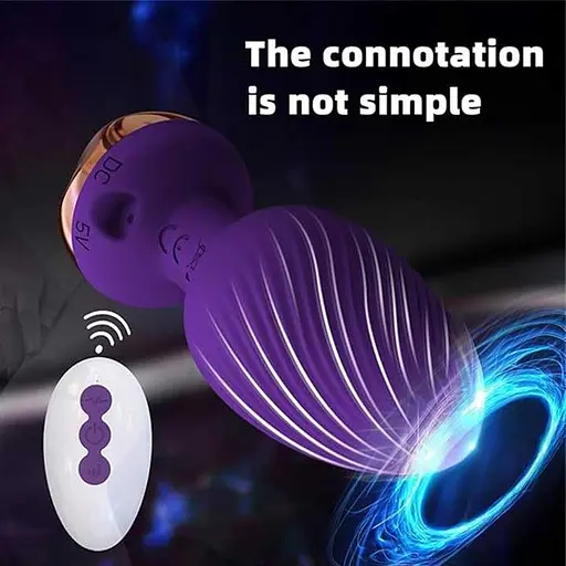 Анальная вибро-пробка Rose Butt на пульте с золотой розой 10 режимов 5 мм 90 мм фиолетовый - фото 8