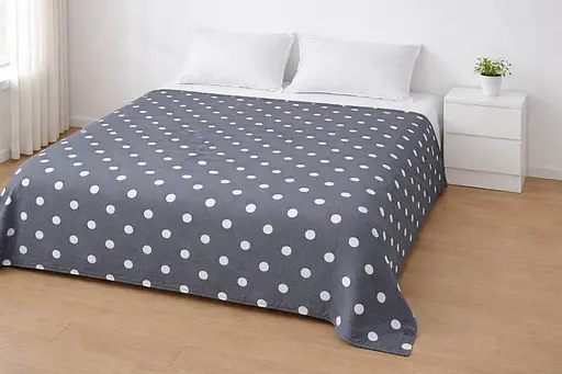 Покривало 200x230 см у горошок покривало в спальню сучасне домашній текстиль для дому Сіре з білим принтом - фото 1