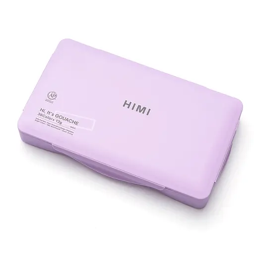 Набор гуашевых красок Twin Cup 36х12мл (в комплекте 3 кисти) фиолетовый пластиковый пенал HIMI - фото 1