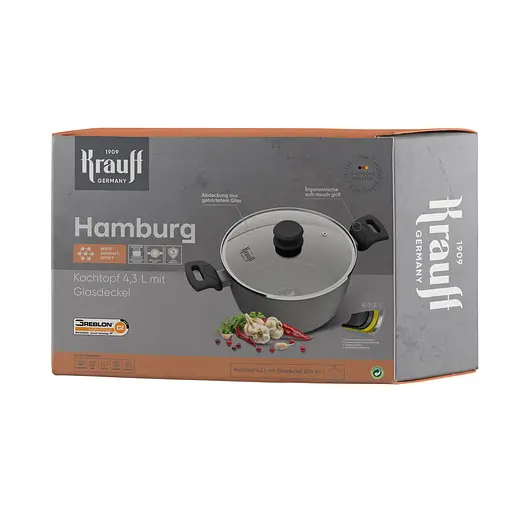 Кастрюля Krauff Hamburg со стеклянной крышкой 4.3 л (25-45-254) - фото 2
