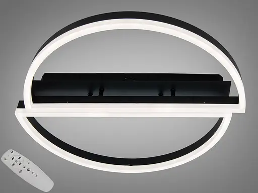 Стельова LED люстра чорна 58W димер пульт 2 рамки - фото 1