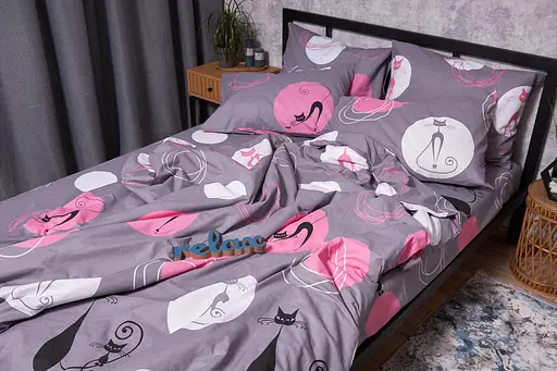 Комплект постільної білизни Moon&Star Бязь Gold Люкс Mauve Cats полуторний 143х210 наволочки 4х70х70 - фото 5