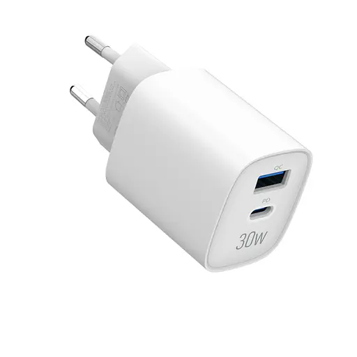 Зарядное устройство сетевое MAKE 30W GaN3 Type-C PD3.0 + USB QC3.0 White - фото 6