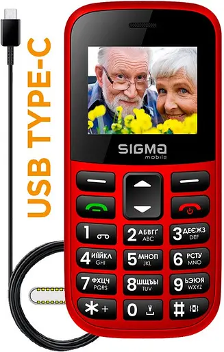 Кнопочный телефон Sigma mobile Comfort 50 Easy (CF115) Type-C красный - фото 4