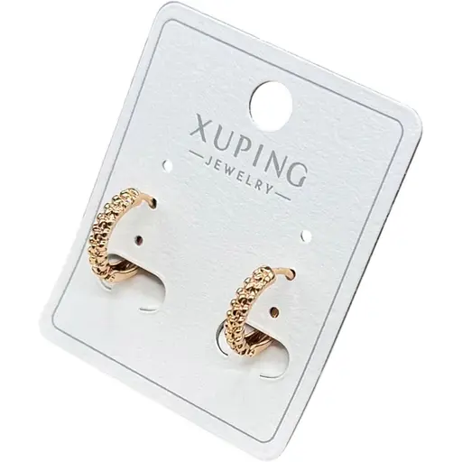 Сережки кільця Xuping з фактурною поверхнею гіпоалергенне медичне золото - фото 1