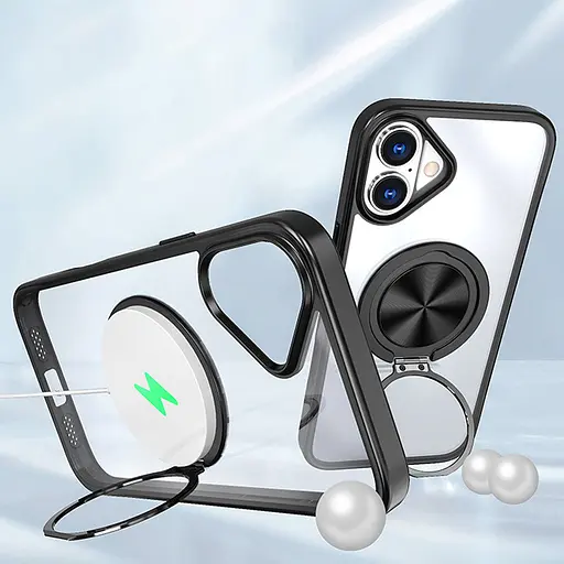 Чехол Epik TPU+PC Metal Ring with MagSafe для Apple iPhone 16, 6.1 Черный - фото 2