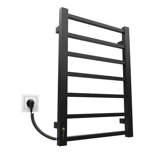 Электрический полотенцесушитель Kosser Лофт 800x500 EL тайм. черный ДЛФ02EL, Черный матовый, Левое - фото 1
