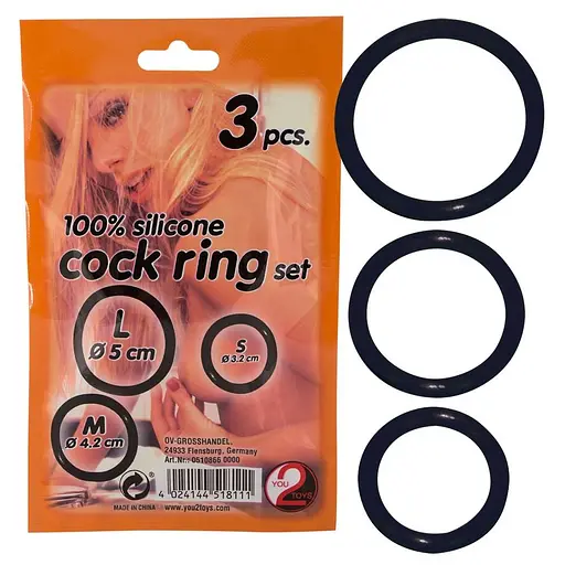 Набор эрекционных колец You2Toys Cock Ring Set 3 шт. черный - фото 5
