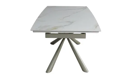 Стіл Рим обідній розкладний білий глянець 1800/2600x900x750 ноги шампань - фото 3