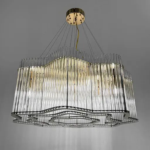 Вишукана золота люстра із скляними трубками Ø 77 см | Арт. 518-800А АВ | Line F - фото 5