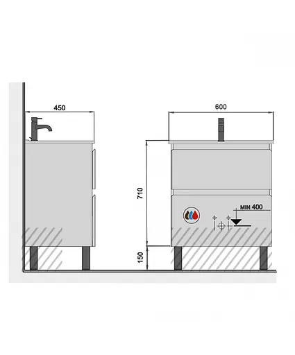 Тумба Мойдодир Палермо 60-U в ванну з умивальником Creavit ID-60 Білий - фото 9