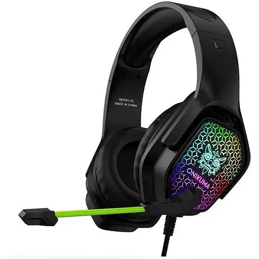 Дротова ігрова гарнітура Onikuma Gaming with RGB LED X3, USB, 3.5mm, 2.2m, black