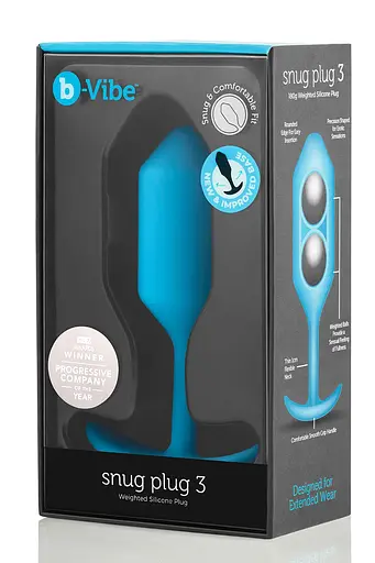 Анальна пробка B-Vibe Snug Plug 3, 12.7 см (блакитний) - фото 5