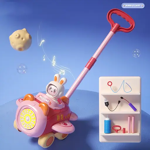 Каталка мильних бульбашок, акумулятор 3.7 V, світло, 8526РОЖ