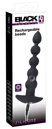 Анальний ланцюжок з вібрацією Black Velvets Rechargeable Beads 21 см (чорний) - фото 6