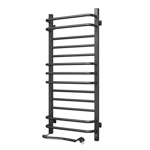 Электрический полотенцесушитель Navin Грандис 480x1000 Sensor левостороннее с таймером, черный муар 12-028053-3680, Черный матовый, Левое, Электронный - фото 2