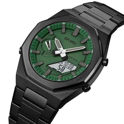 Наручний годинник чоловічий 1816BKGNWT Black-Green-White Skmei acs0030573 - фото 2