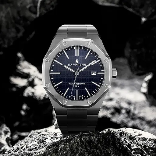 Чоловічий годинник SAPPHERO Водонепроникний 50M Кварцовий срібний ремінець з нержавіючої сталі - фото 3