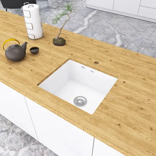 Біла кухонна мийка Nett NW-5045 під стільницю 1.5 мм з нержавіючої сталі - фото 6