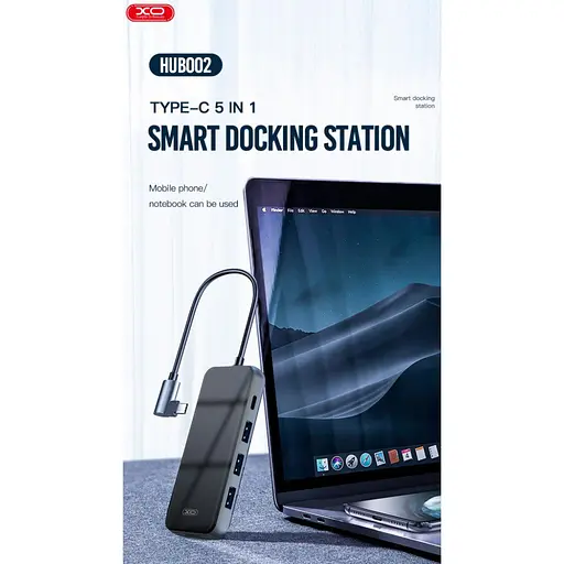 Разветвитель конвертер хаб XO Hub002 Usb-C Multifunction Adapter 5 in 1 HDMI + Usb x 3 + PD - фото 6