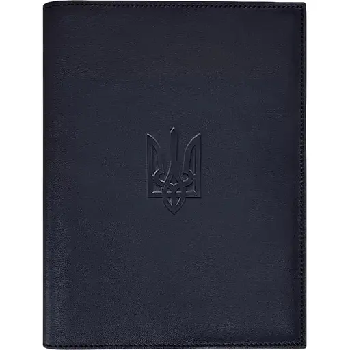 Кожаная обложка BlankNote Standart с Трезубцем для нотариального реестра темно-синий - фото 1