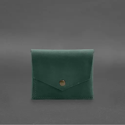 Кожаный кошелек mini 3.0 (кард-кейс) зеленый Crazy Horse - фото 7