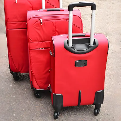 Набір тканинних валіз 3в1 з кодовим замком та телескопічною ручкою червоний (24-292) - фото 3