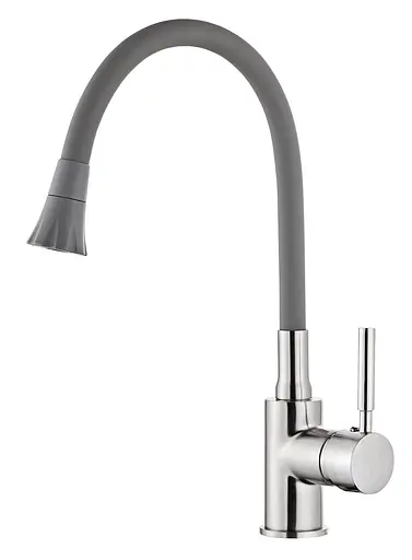 Змішувач для кухні Globus Lux Lazer GLLR-0203SA-8-G03 одноважільний сталевий з душовою насадкою для монтажу на один отвір - фото 1