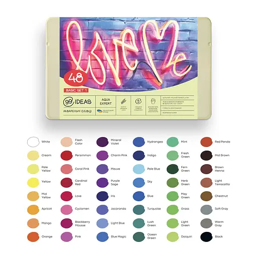 Набор карандашей акварельных 99IDEAS "Aqua Expert" 48 цветов, Basic Set 1, металлическая коробка, 99AE-48BAS1 - фото 3