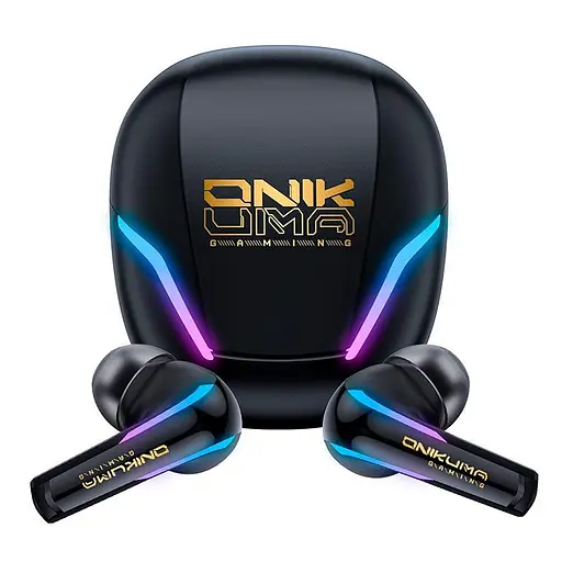 Навушники Onikuma Wireless Gaming Earbuds with ENC Mic T27, IPX4, BT5.3, 2.4G, PS5, PC, 45mAh, 400mAh, 7h, black - фото 3