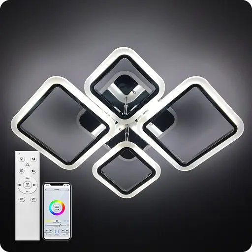 Люстра світлодіодна 517 Light 3color з пультом 96Вт Хром (01381) - фото 1